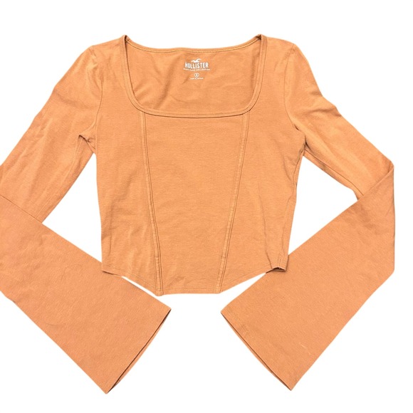 Hollister Tops - Hollister Long Sleeve‎ Square Neck Crop Top Blouse Shirt Juniors Orange Y2K S
